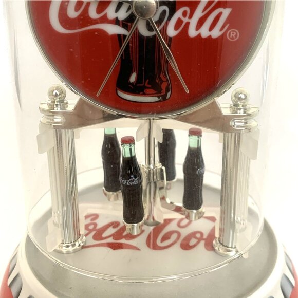 Coca Cola Bottle Cap Anniversary Clock Porcelain 2001 Glass Dome 7" Revolving - Picture 4 of 14